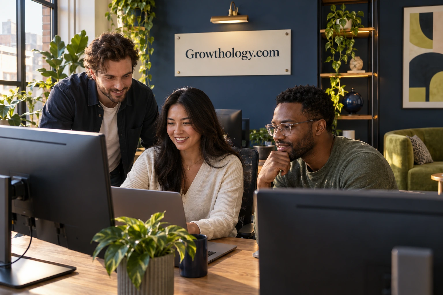 A software team working together at Growthology.com